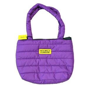 NWT - Awful Lot of Cough Syrup - Purple Puffer Tote Bag - Designer ALOCS - NEW